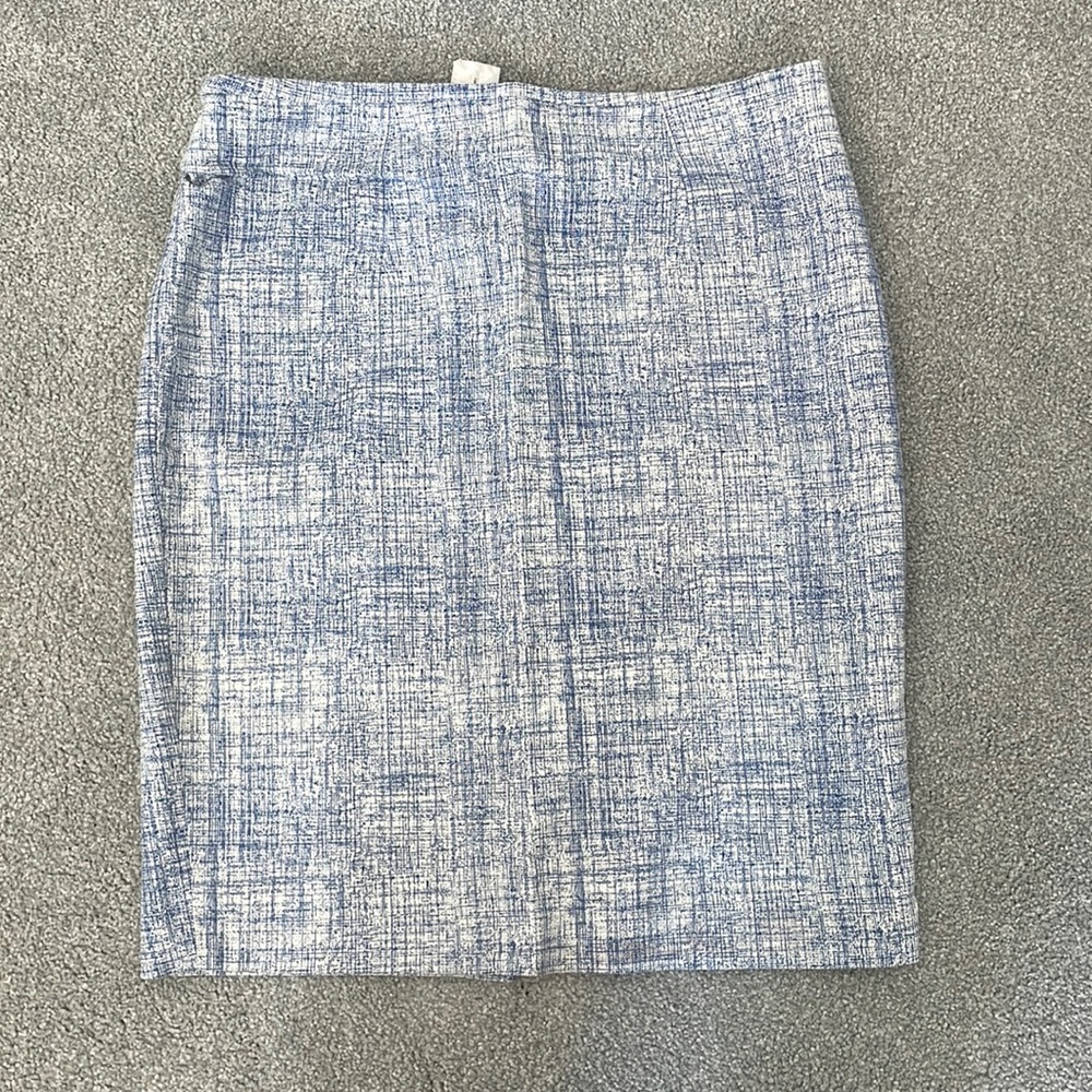 Katherine Barclay Blue/White Pencil Skirt (Size 4)